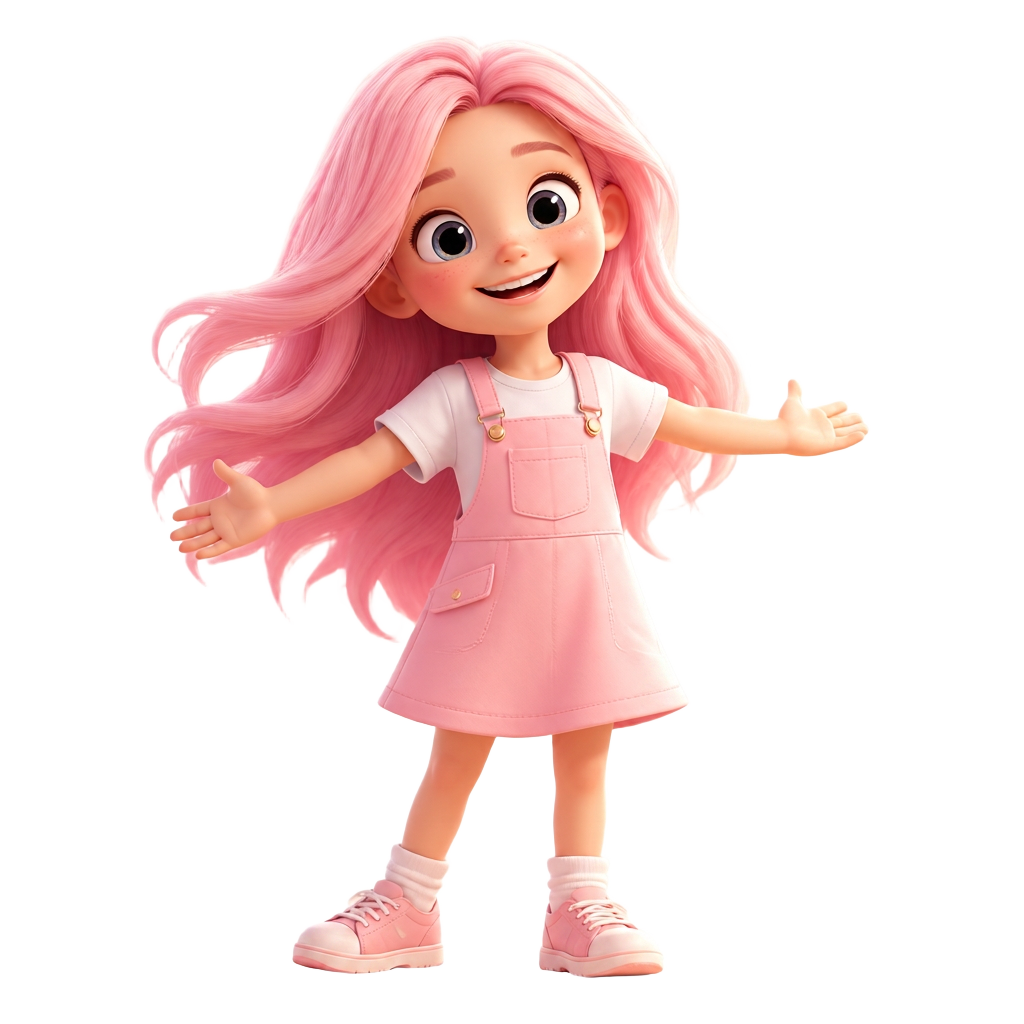 A pink-haired girl character being created with the ImagicMind AI companion